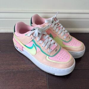 Nike Air Force 1 Pink and Green Sneakers